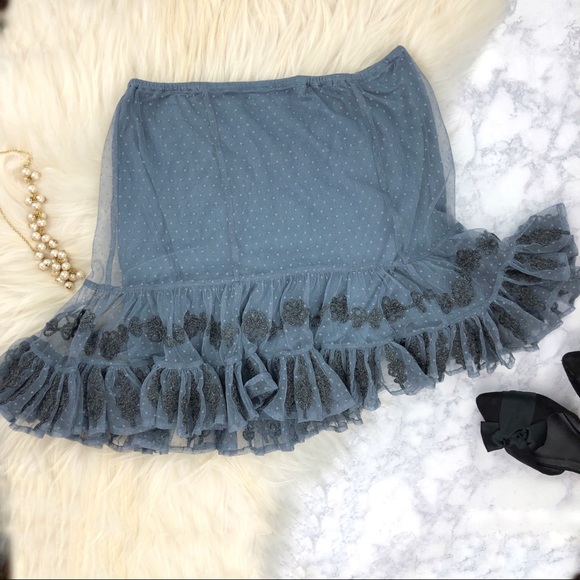 NWT Free People Polka Dot Mesh Ruffled Skirt - Picture 3 of 8